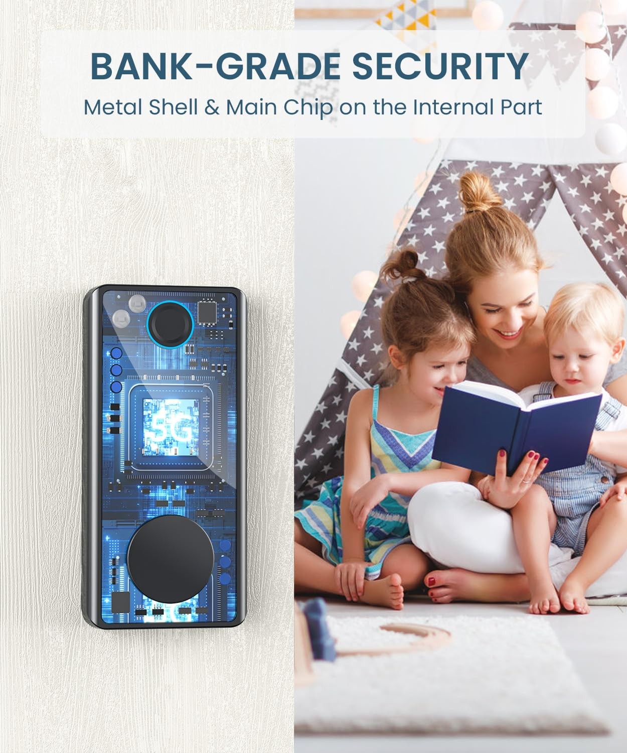 Keyless Entry Smart Deadbolt Lock – Keypad Fingerprint Touchscreen & Black