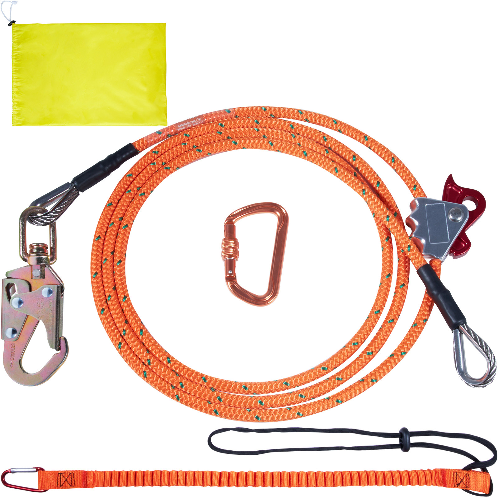 Uimoso Steel Core flipline 1/2" x 12' Arborist Climbing Safety Lanyard Tree