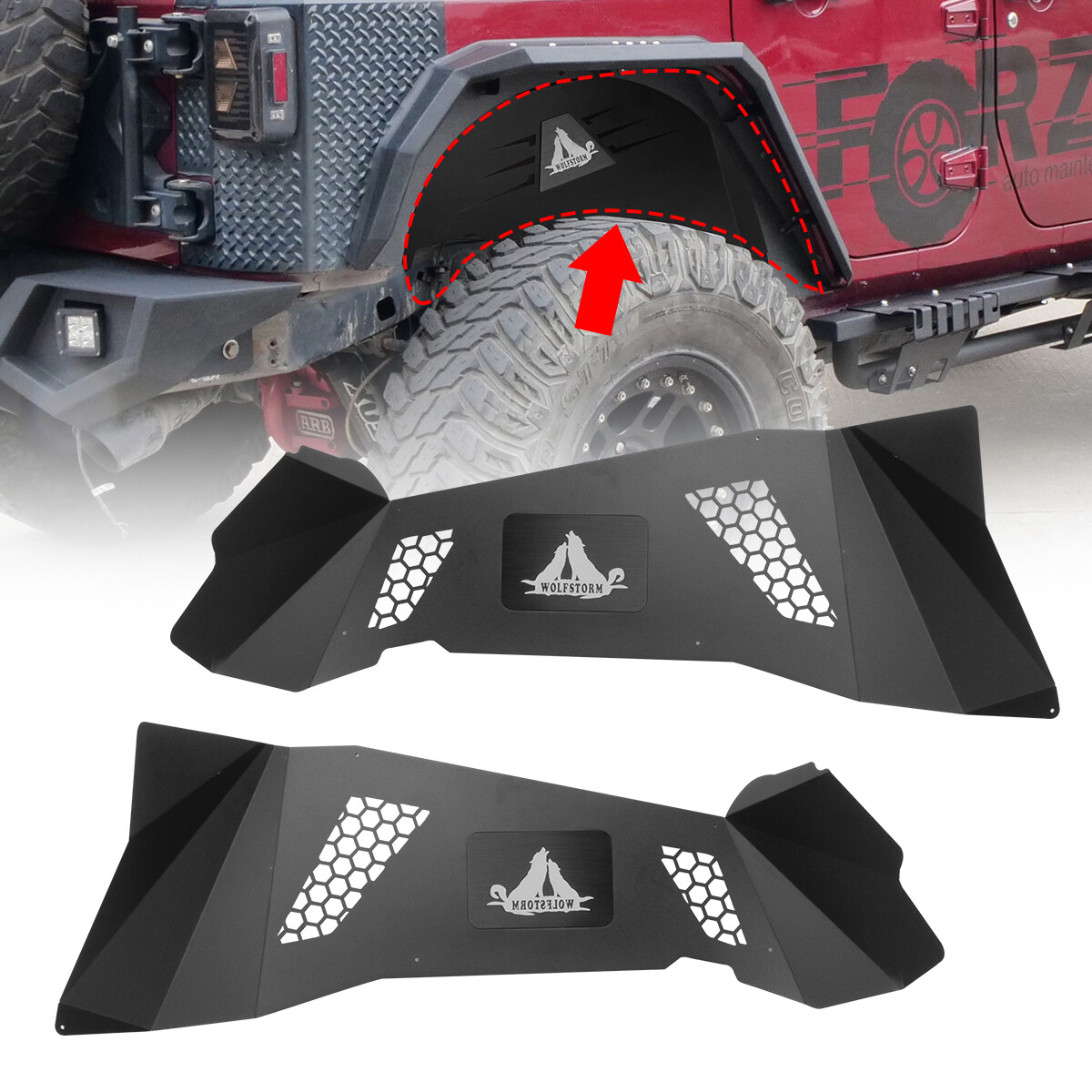 For 2007-2018 Jeep Wrangler JK Powder Coated Rear Inner Fenders Liners Steel
