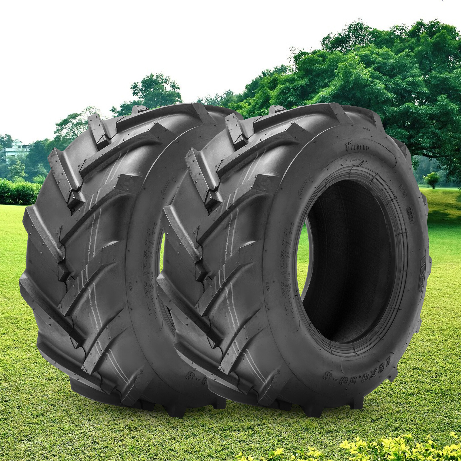 Set of 2 16x6.50-8 Lawn Mower Tires 4PR 16x6.5x8 Garden Tractor Tire Heavy Duty