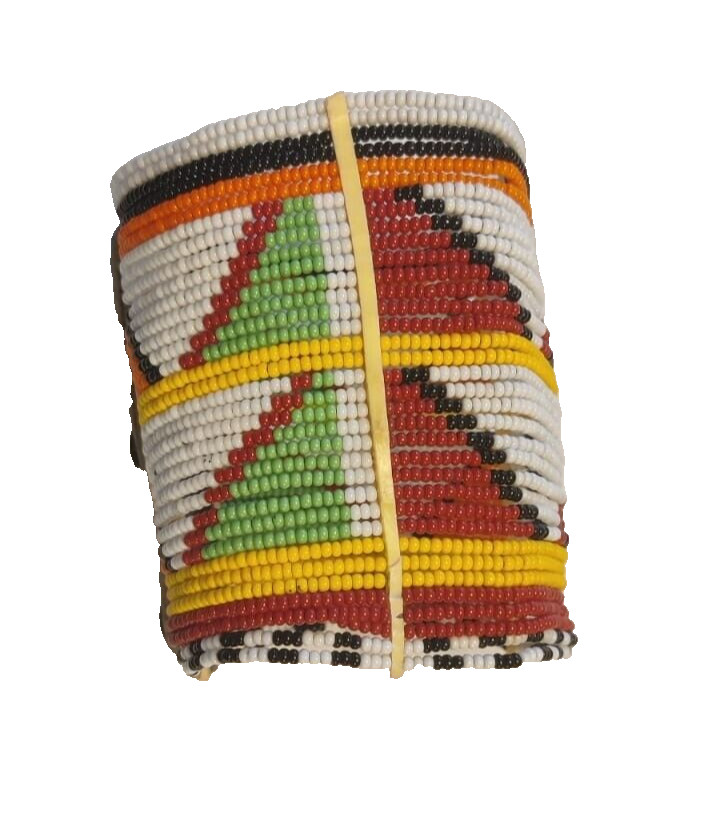 Beaded African Traditional Colorful Leather Rist Bands  - Large