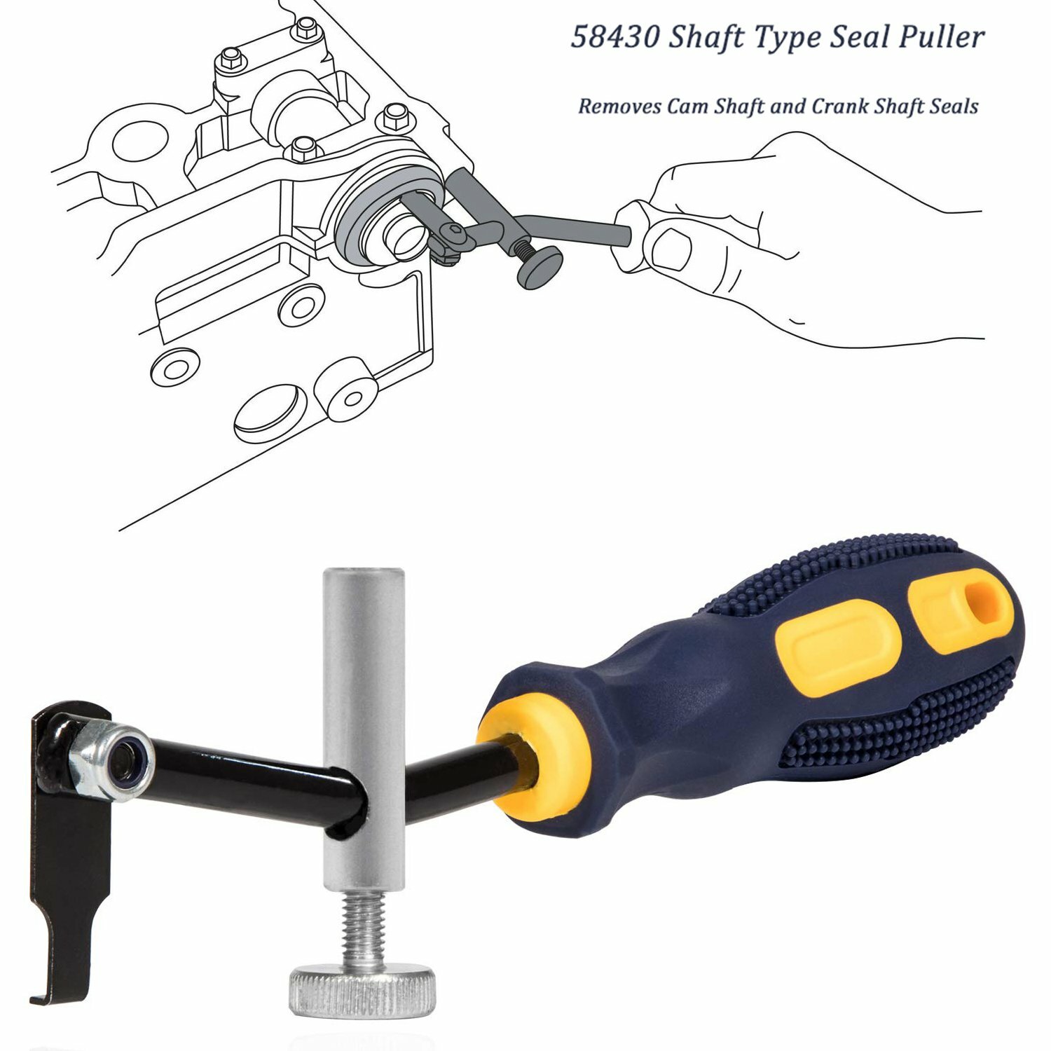 58430 Shaft Type Seal Puller Removes Cam Shaft Crank Shaft Seals Automotive Tool