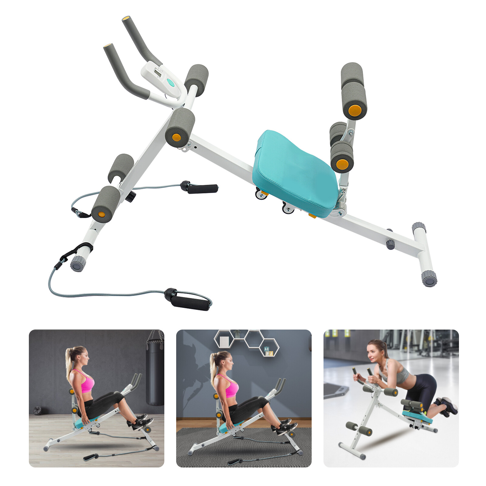 Modern Abs Workout Equipment for Home Gym with Resistance Bands & LCD Display