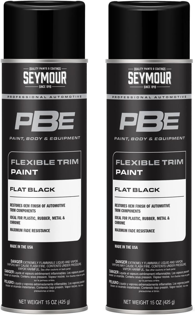 PBE 20-1678 Flexible Trim Spray Flat Black 15oz Fast-Drying Acrylic Paint 2-Pack