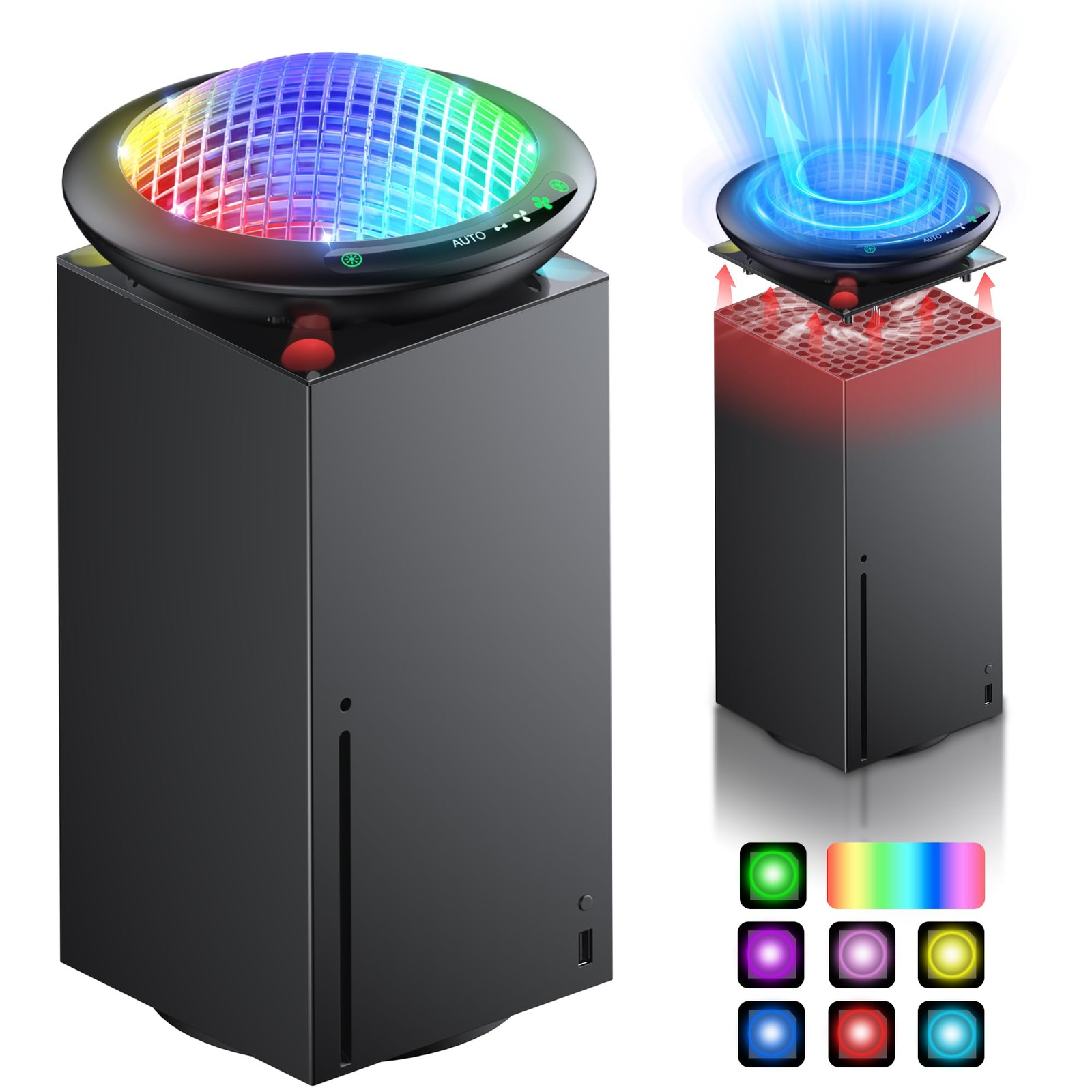 UFO Cooling Fan for Xbox Series X with 11 RGB Lights, Auto System...