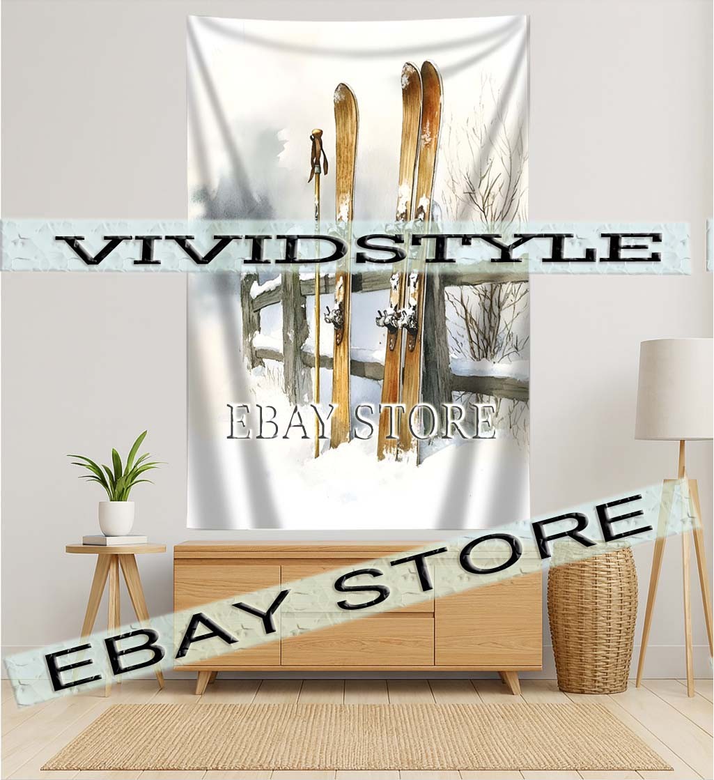 Ski Gear Tapestry Rustic Alps western decor 39X59 in