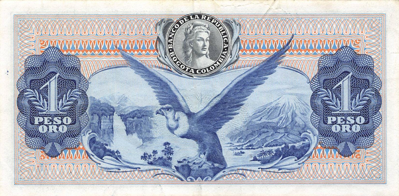Colombia 1 Peso 7.8.1973 P 404e date ERROR Circulated Banknote WC