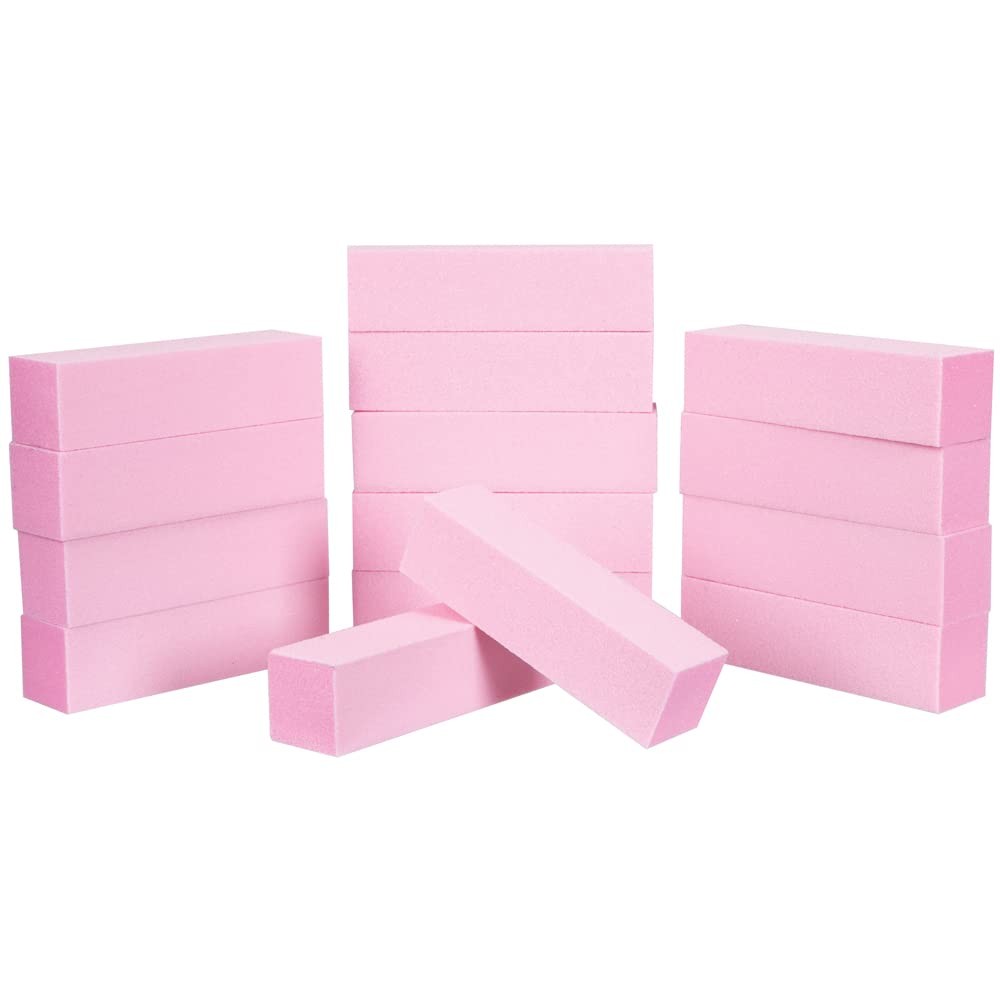 15 Pack Pedicure Block 100/180 Grit Nail Buffer Pink