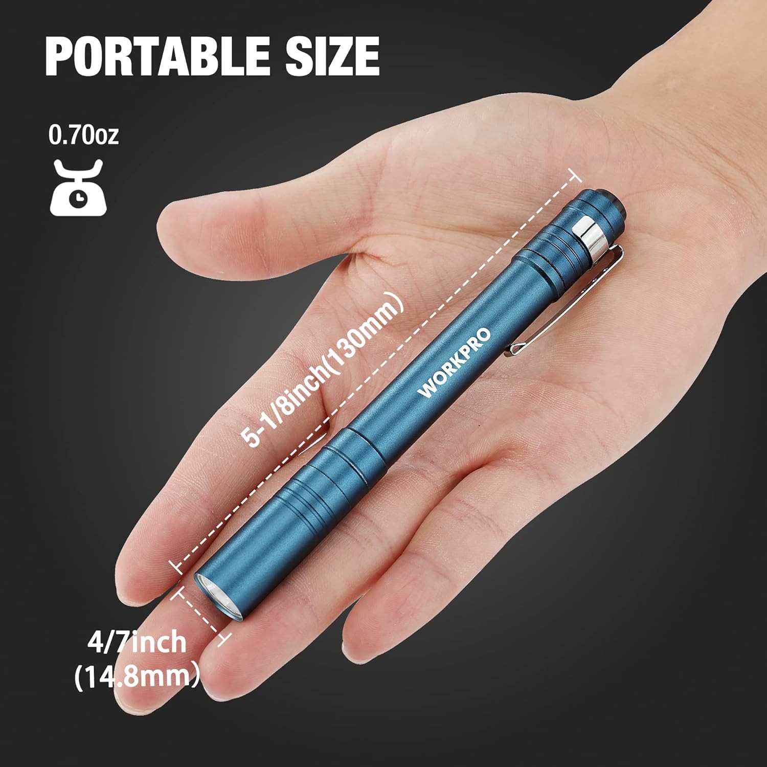 WORKPRO LED Pen Light, Aluminum Flashlights, Pocket Flashlight with Blue