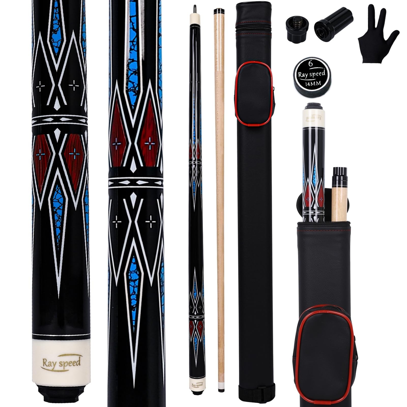 Pool Cue Stick with Hard Case Hardwood Canadian Maple Professional Billiard P...