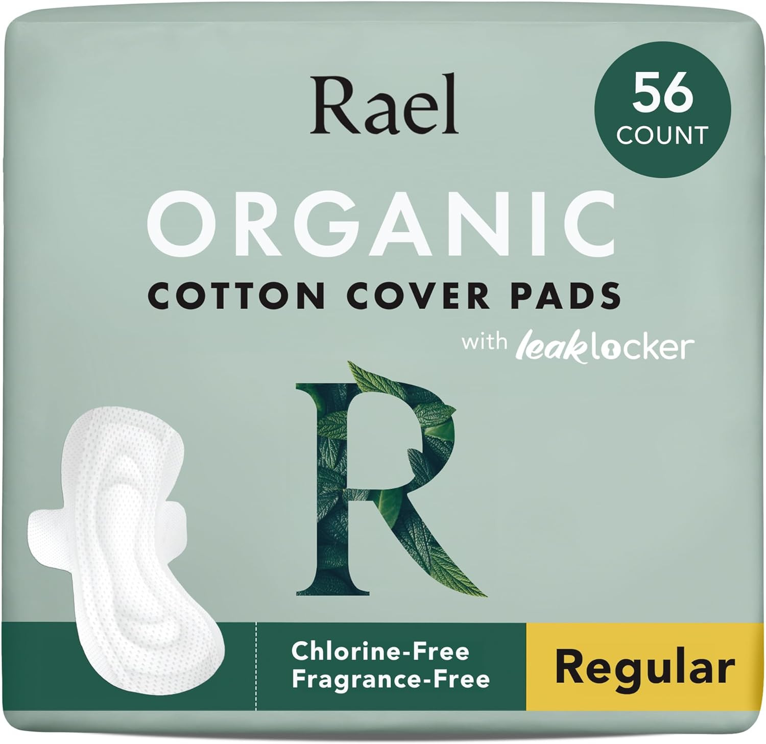 Rael Organic Cotton Cover Pads - Regular Absorbency, Unscented, Ultra Thin Pads