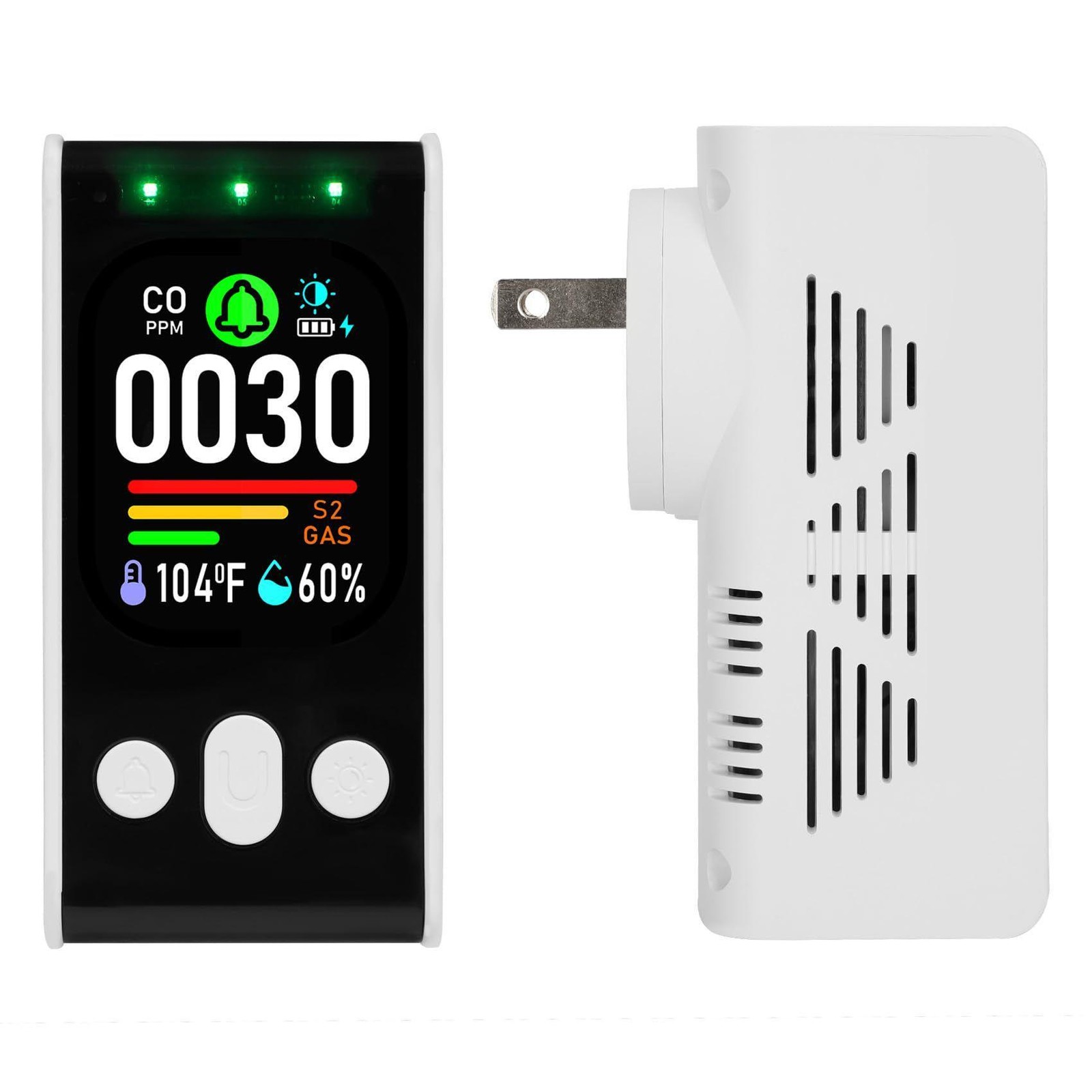 4in1 Carbon Monoxide Detectors Plug-in Natural Gas Detector&Carbon Monoxide NEW