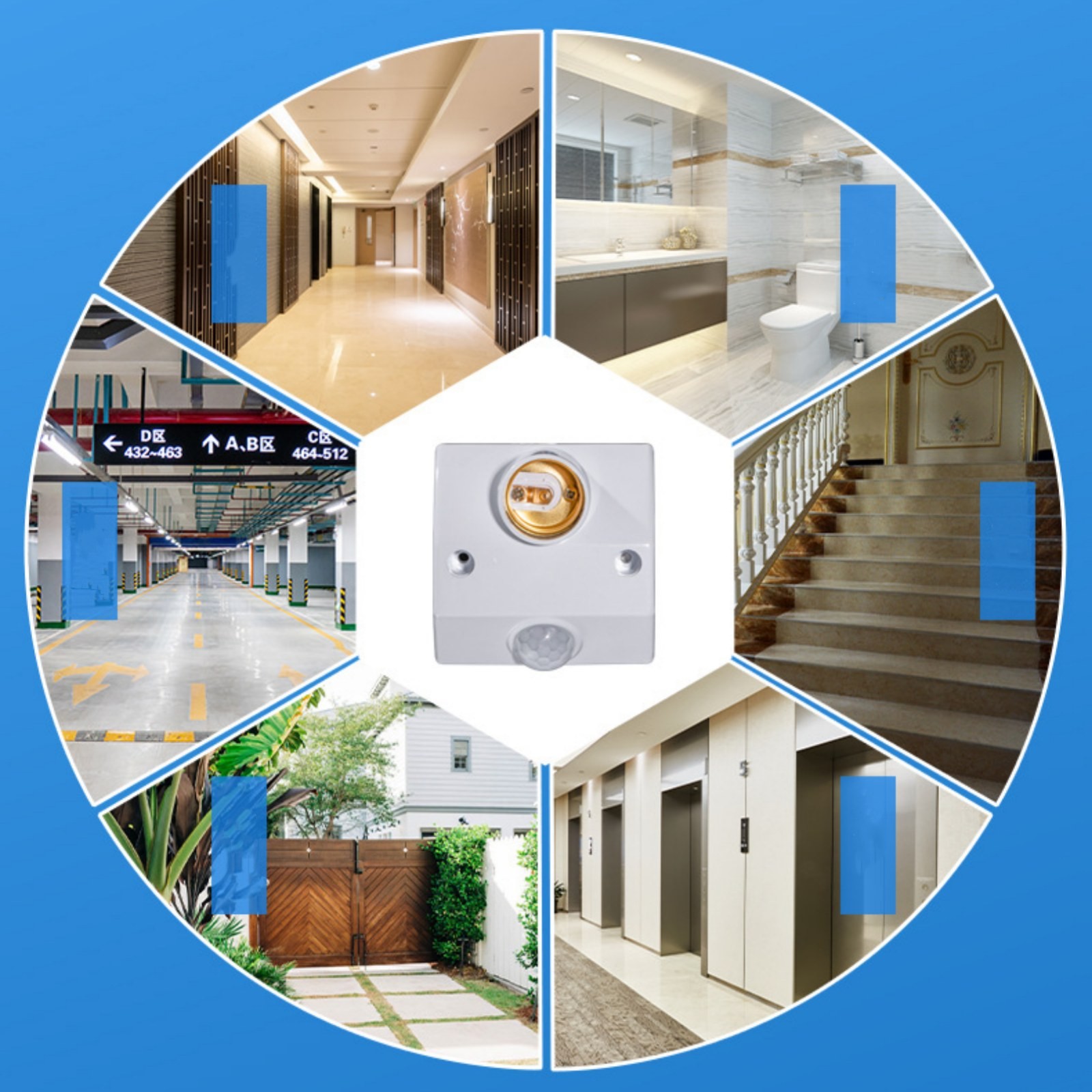 1Pc E27 Auto Human Motion Sensor Detector Bulb Light Lamp Base Holder AC110-240V