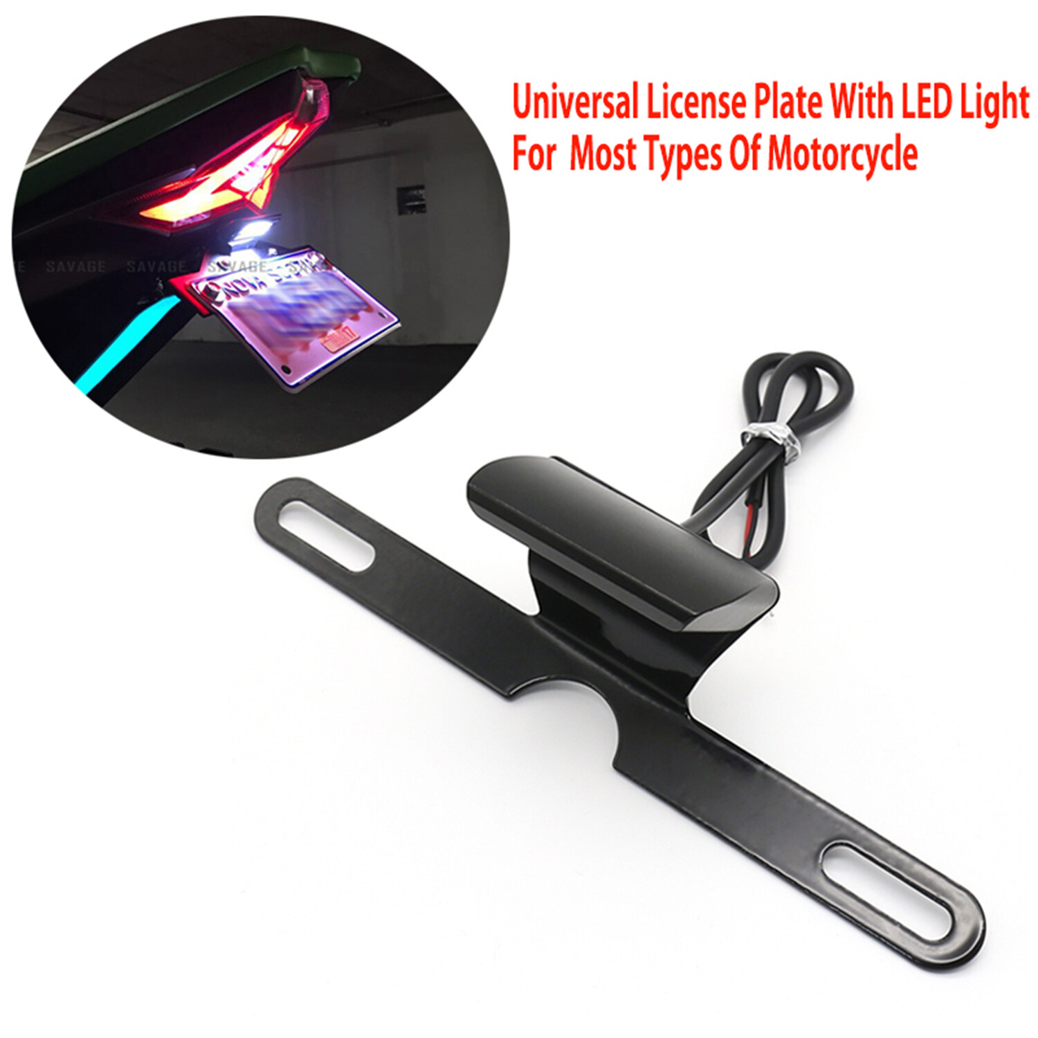 License Plate Mount Holder Bracket With LED Brake Tail Light For Motorcycle Bike