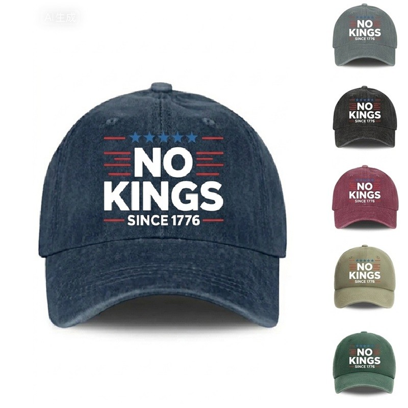 Vintage Washed NO KINGS SINCE 1776 Baseball Cap Adjustable Dad Hat Streetwear