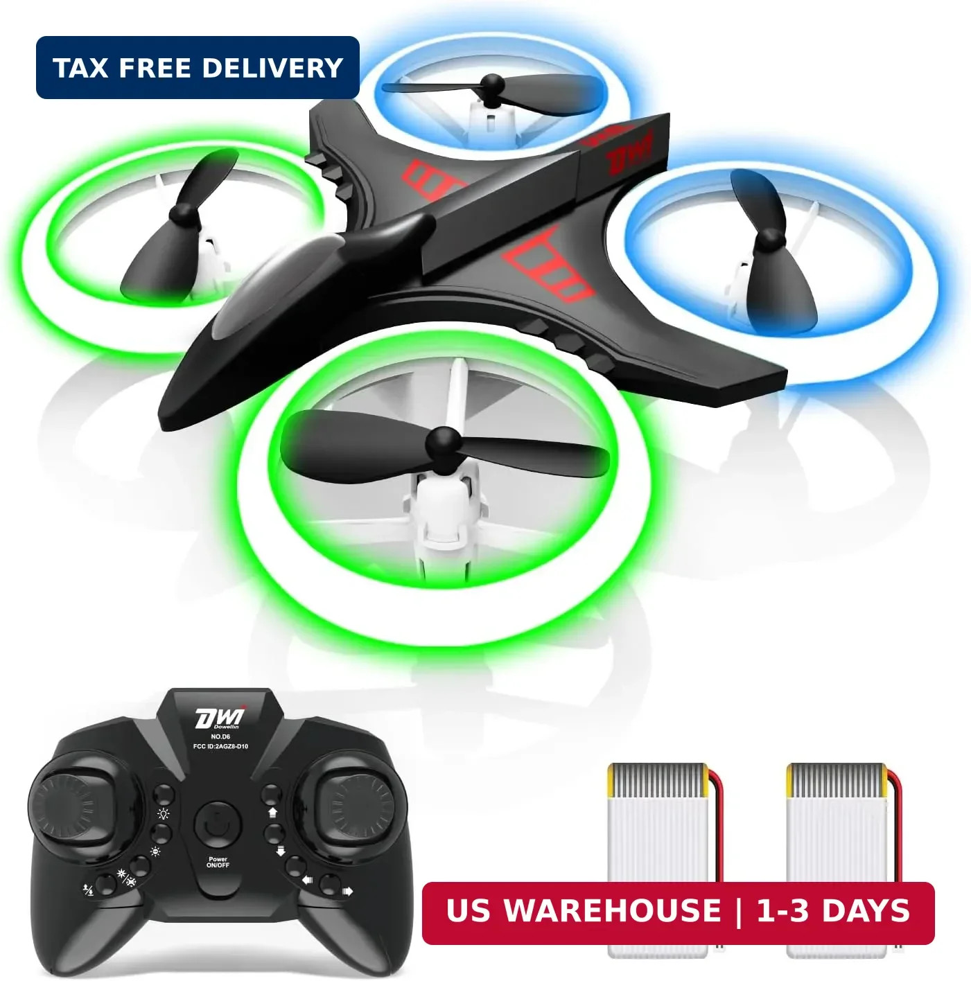 Dwi Dowellin 4.9 Inch Mini Drone for Kids Crash Proof LED Lights One Key Take Of