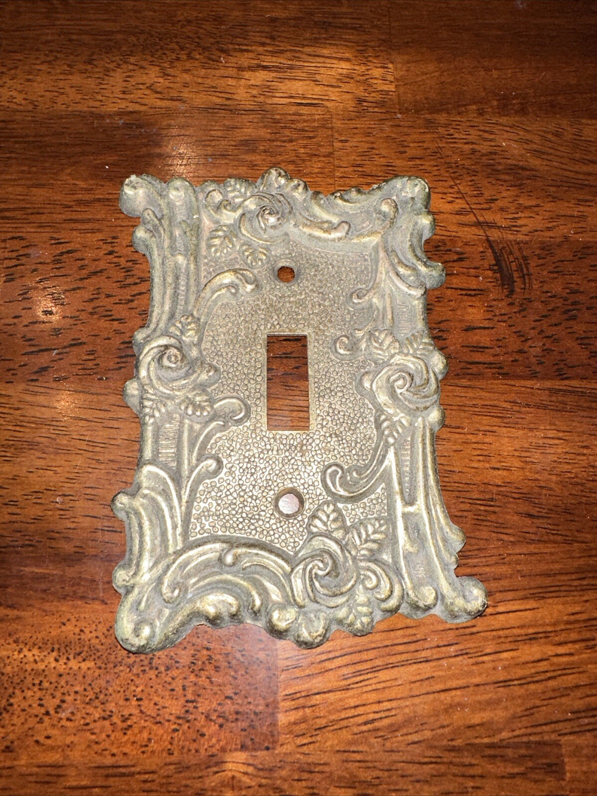 Vintage 1967 Amer Tack HDWE Metal Brass Switch Plate Cover Floral Rose Ornate