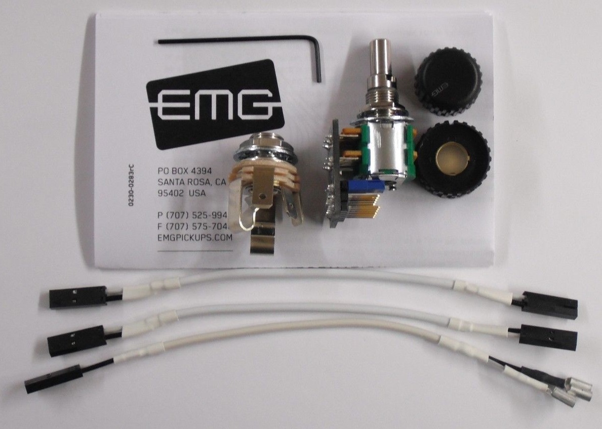 EMG 25KX2 Stacked V/T Control Solderless Solid Shaft A25KKX2 Pot W/ Knobs # 5129