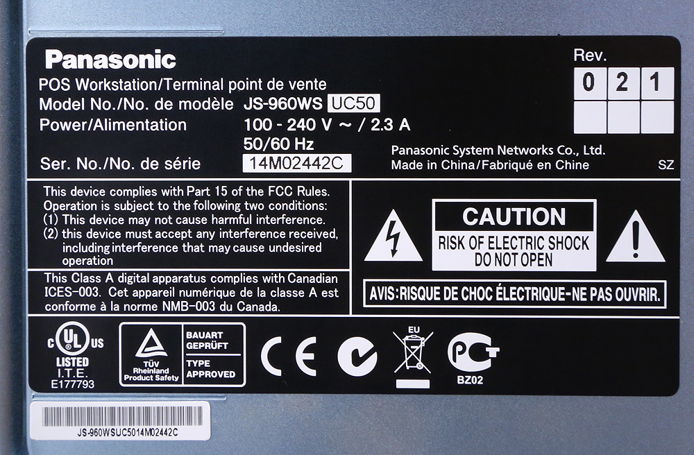JS960WSUC50S2 Panasonic Stingray Envo POS Workstation, Capacitive (New)