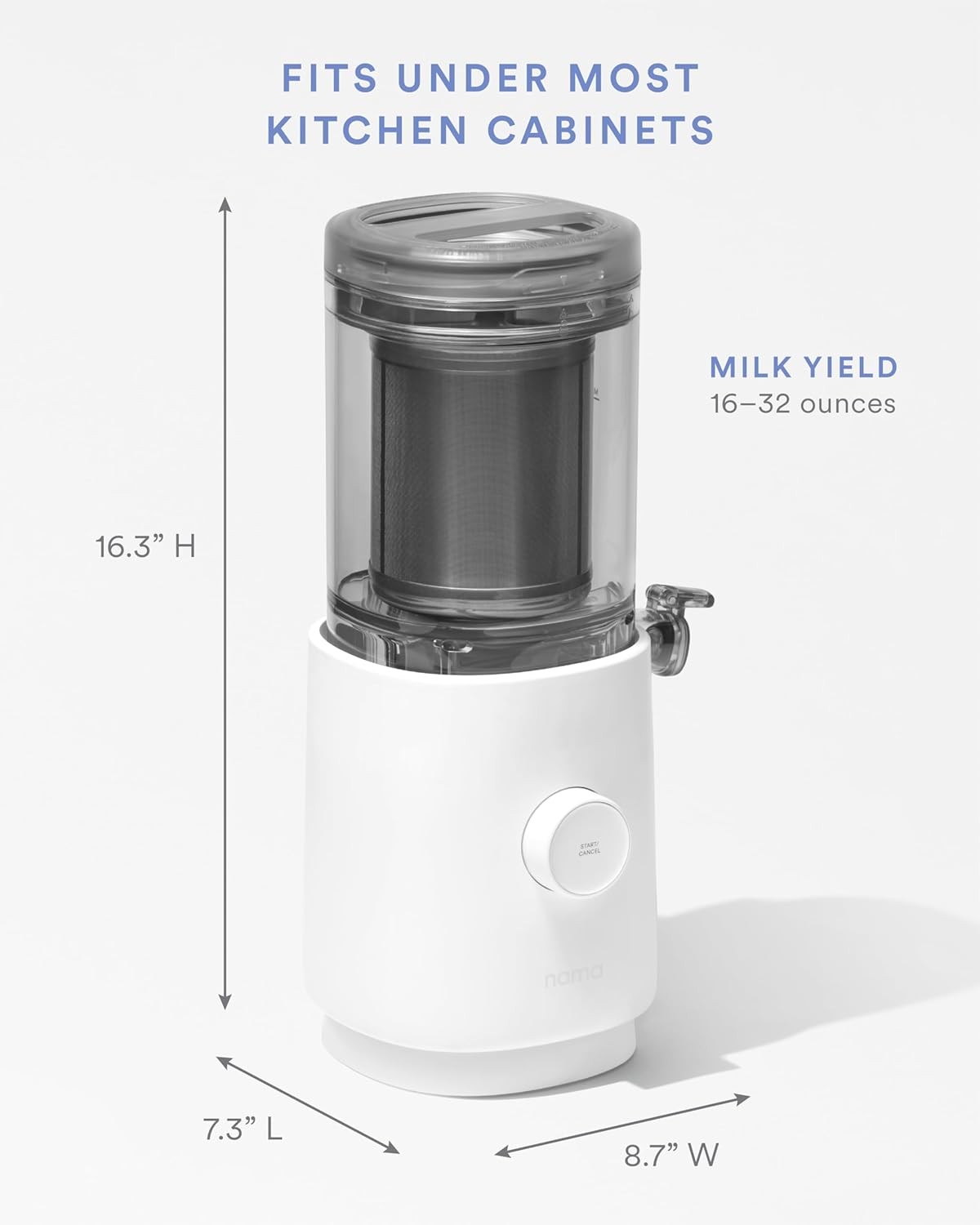 Nama M1 Plant Milk Maker – Homemade Oat, Seed, & Nut Milk Maker Machine, White