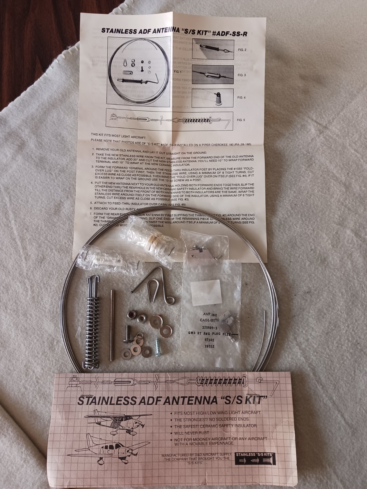 STAINLESS ADF ANTENNA 'S/S KIT' P/N ADF-SS-N New Installation D & D Aircraft Sup