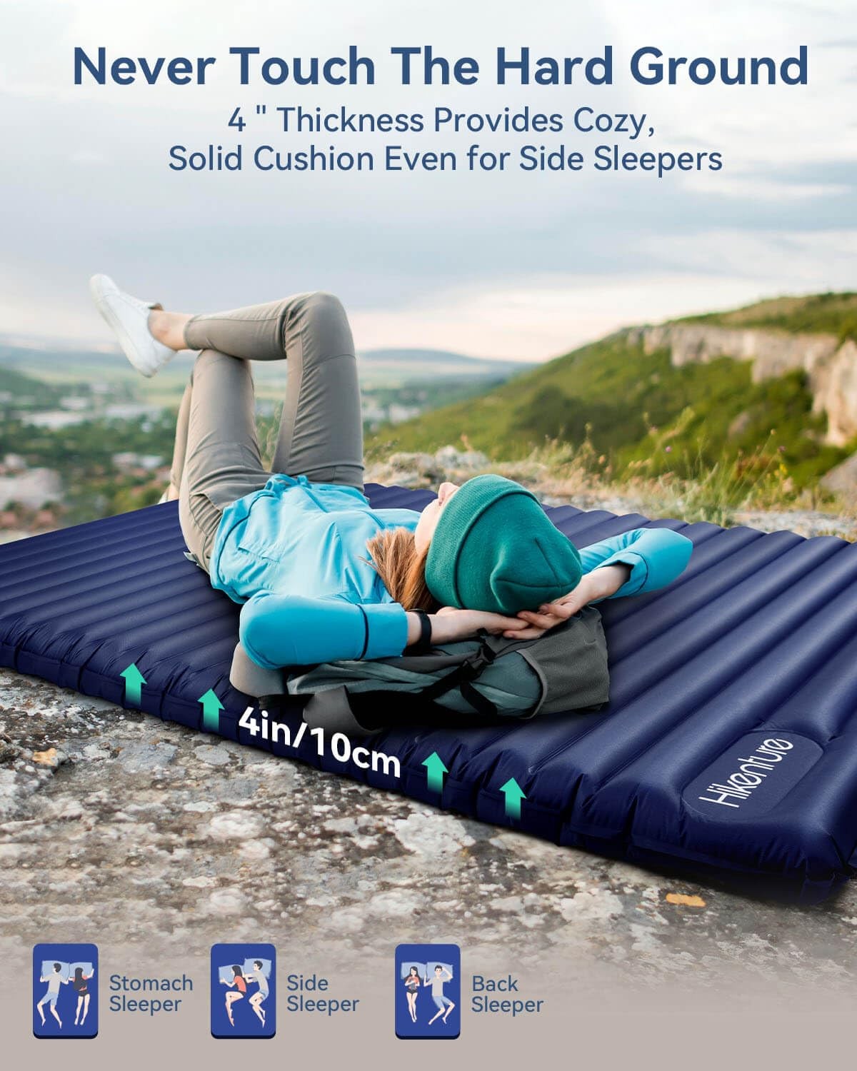 Double Sleeping Pad for Camping, Ultralight 4" Extra-Thick Camping Mattress 2...