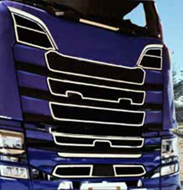 Front Grill Covers for SCANIA S 2016+ without DRLs Polished Stainless Steel
