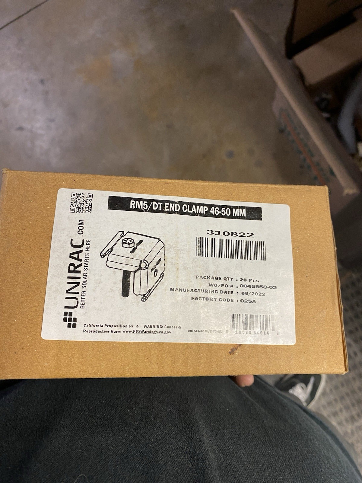 Unirac 310822 RM5/DT End Clamp 46–50mm Module Frame – Solar Panel Mounting Hardw