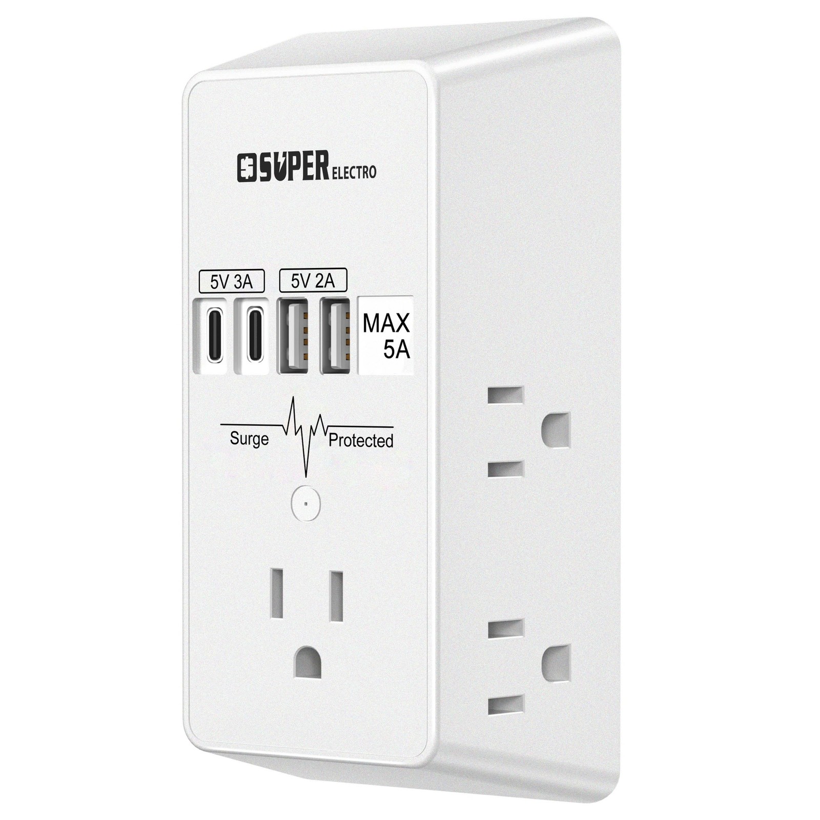 Outlet Extender, USB Wall Charger Surge Protector,5 Outlet Extender with 4 US...