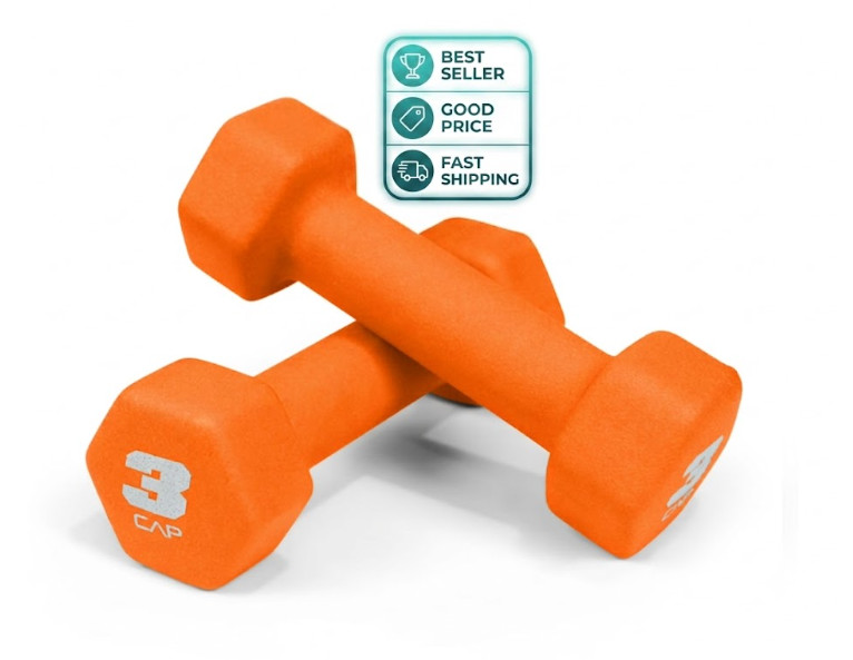 3LB Pair Orange Neoprene Dumbbells Hand Weights for Home Gym Workout
