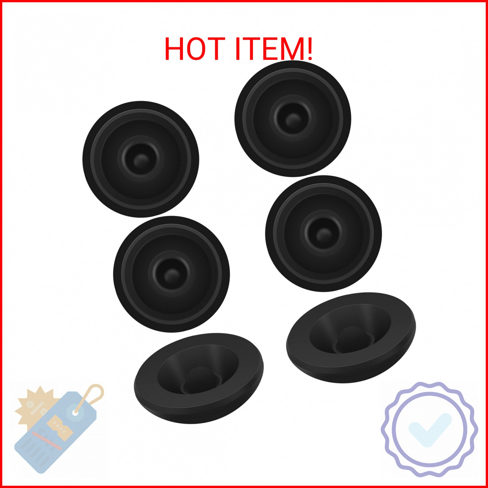 6PCS Fits Trailer Dust Cap Rubber Grease Plugs Fits 1.98 I.D. Metal Dust Caps,Ru