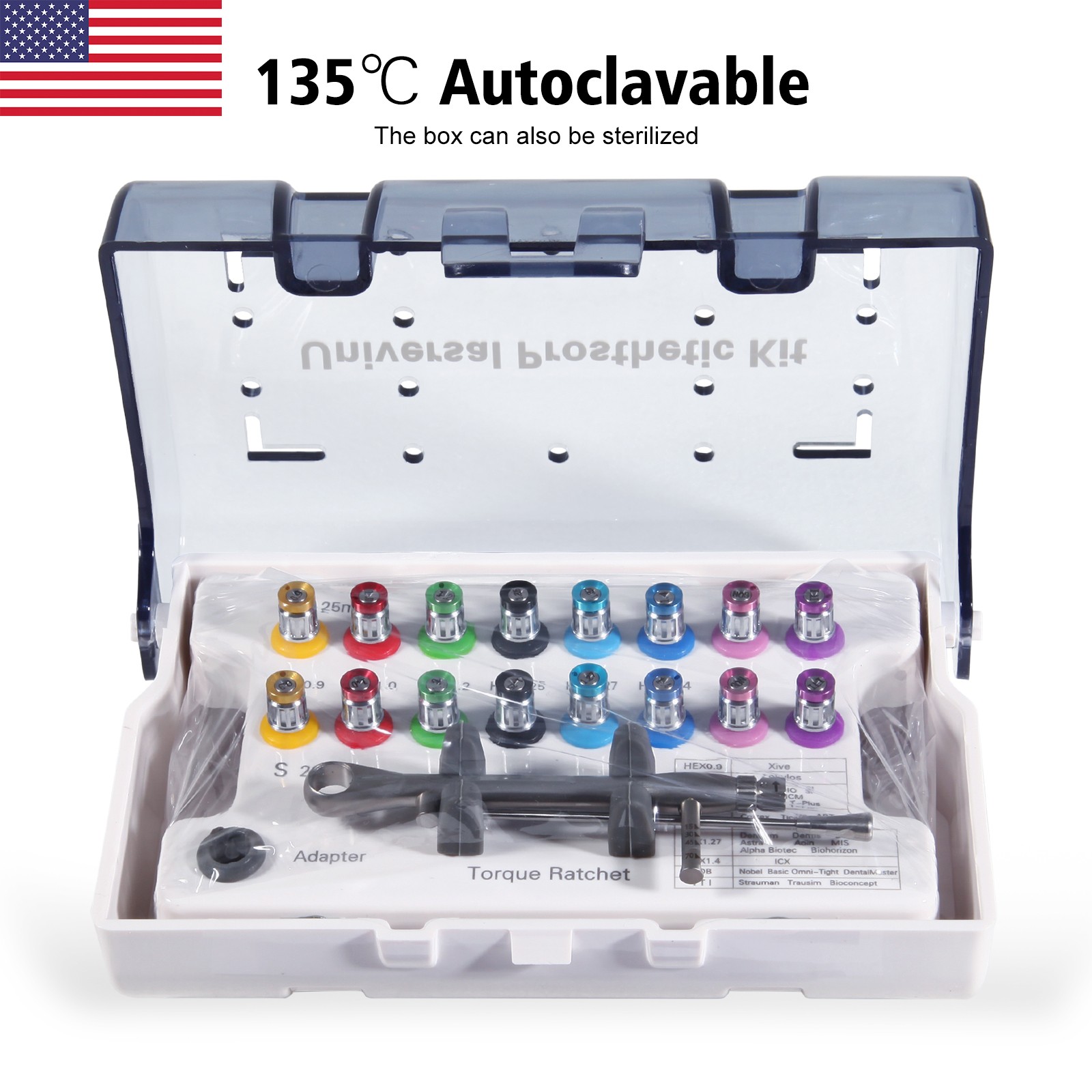 Llave dinamométrica carraca pilar implante dental 15-70 Ncm kit destornilladores