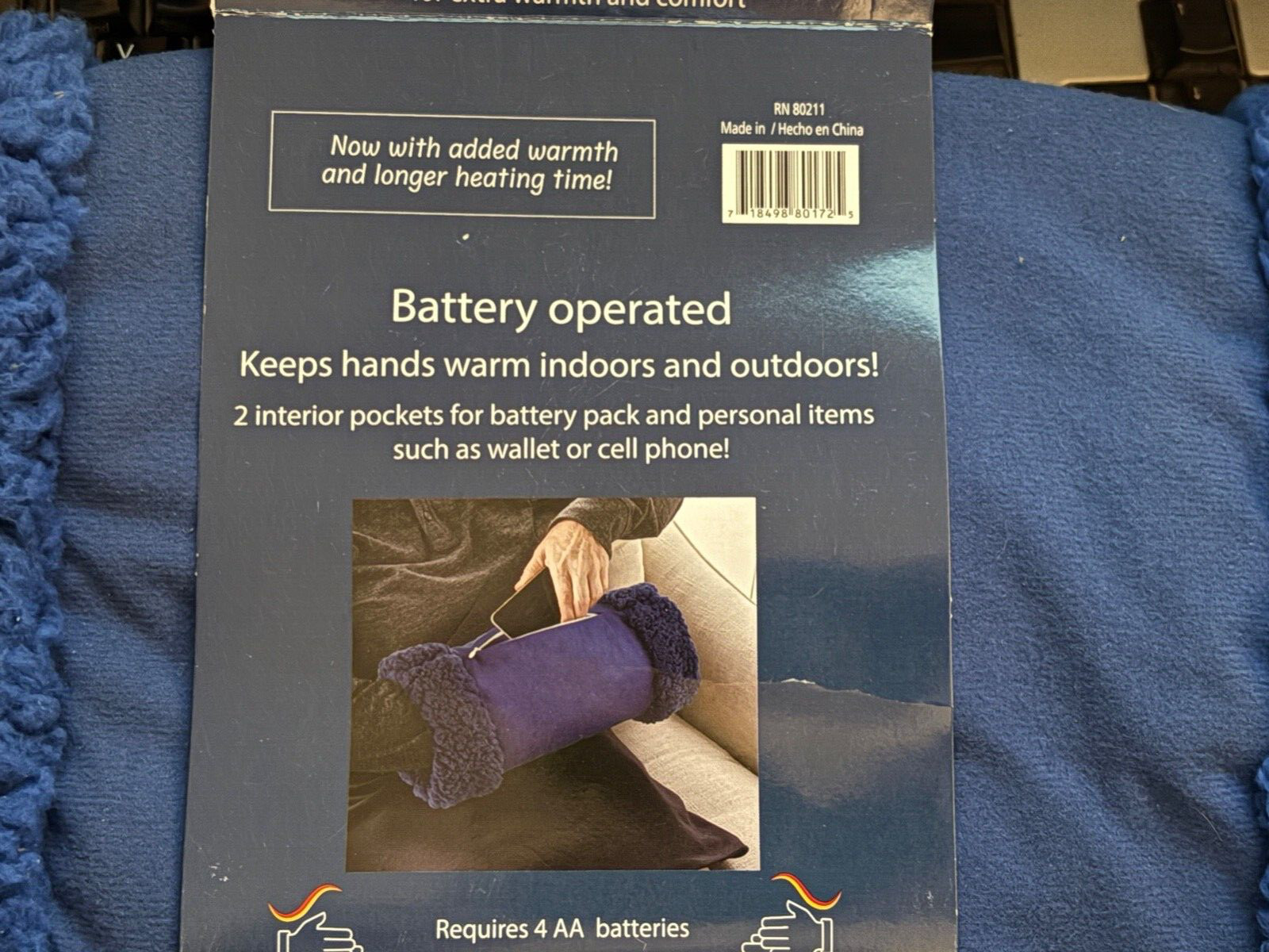 Hand Warmer Battery Operated New Blue