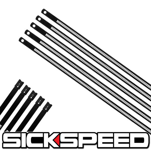 5 PC BLACK 12" STAINLESS STEEL CABLE ZIP TIE MOTORCYCLE EXHAUST PIPE HEADER M3