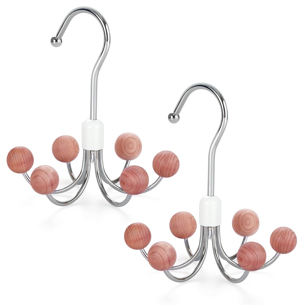 Hoodie Hangers 2-Pack with 6 Balls, 360°Swivel Purse Hanger, Scarf Hanger,1118