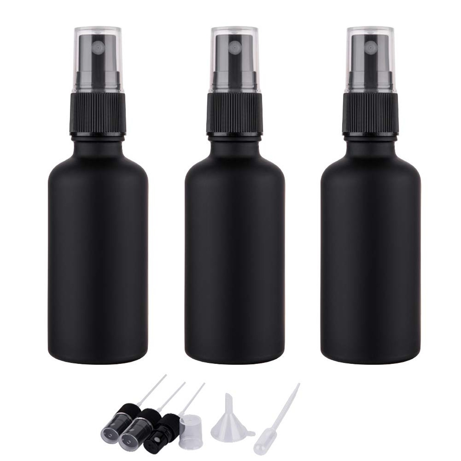 2oz Small Glass Essential Oils Spray Bottles, Fine Mist Frosted Black Spray B...