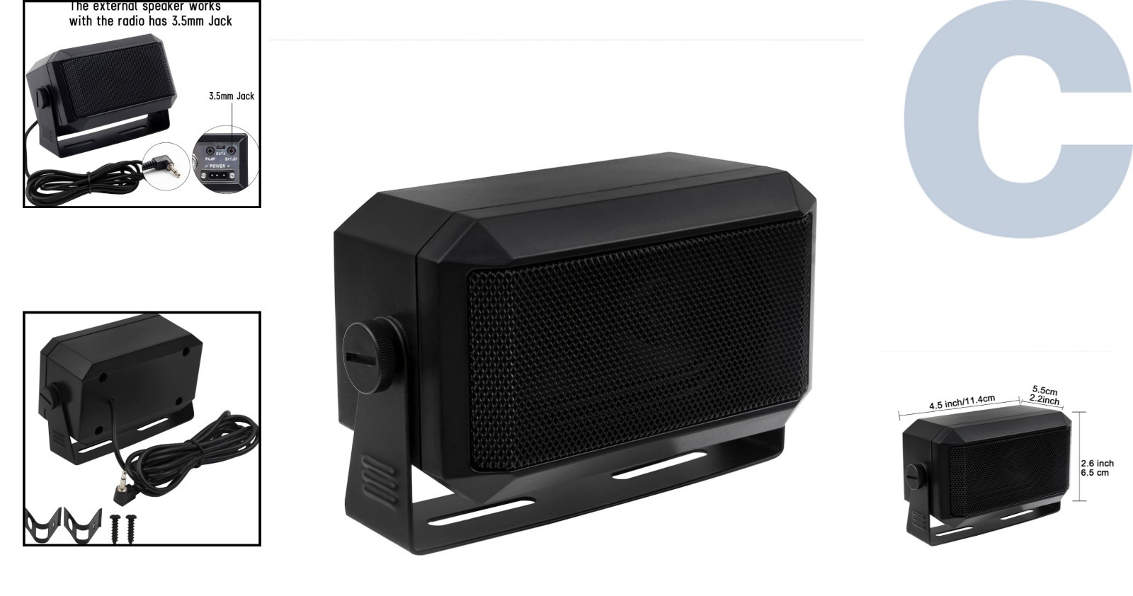 Dynamic Driver 5W External Speaker for Radio Communication - Black & Lightweight