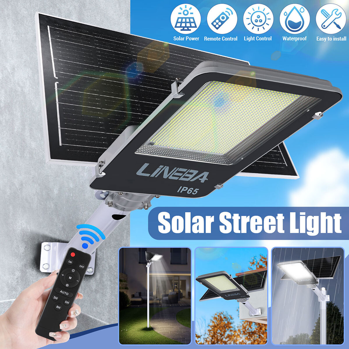88000W Solar Street Lights Outdoor 6500K Parking Lot Lights Commercial Dusk Dawn