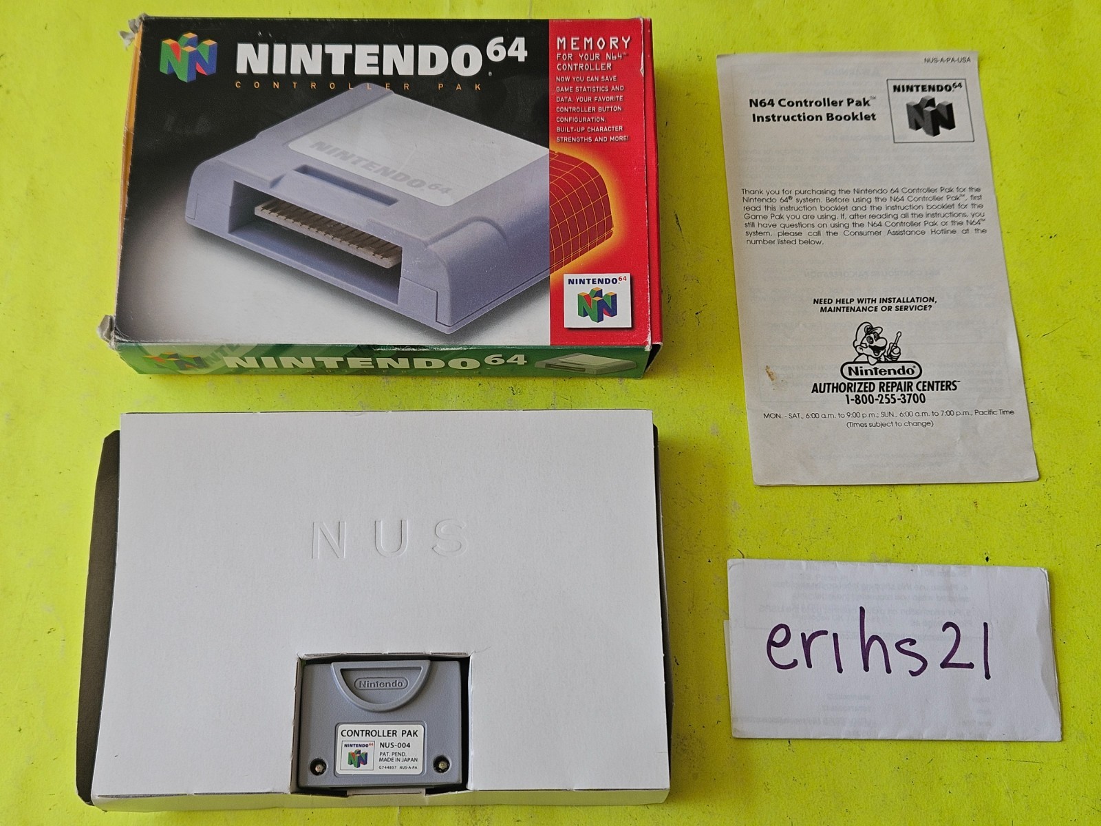 Nintendo 64 Controller Pak NUS-004 OEM Official N64 Memory Card in Box