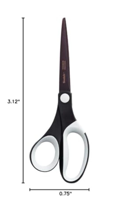 Scotch 8" Precision Ultra Edge Bent Titanium Non-Stick Scissors, Ideal for