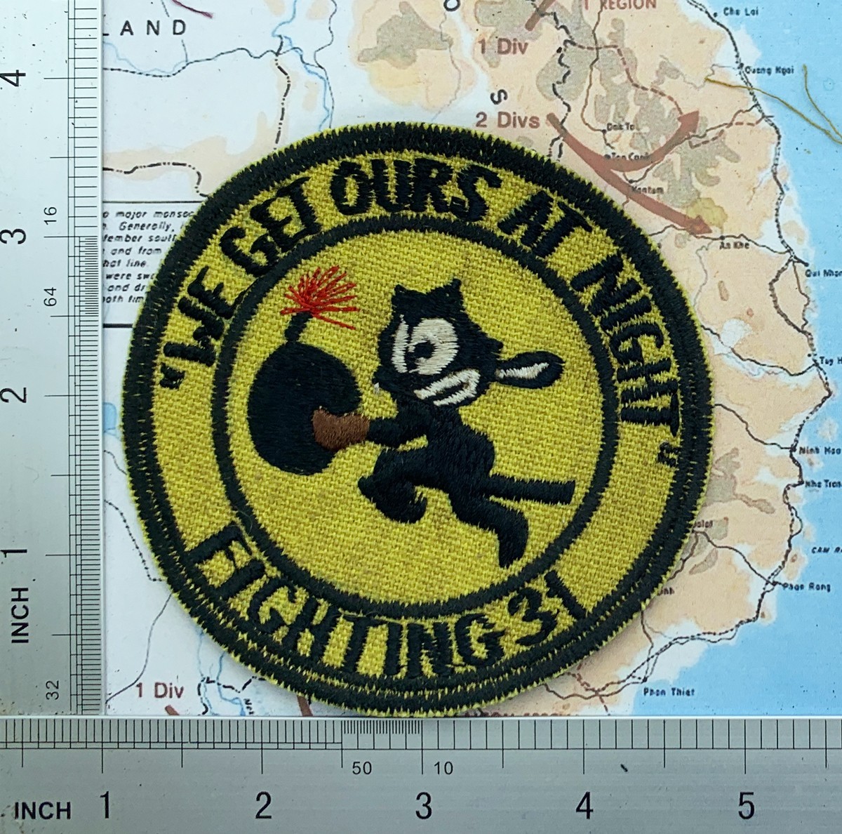 Patch , US Navy Fighter Squadron VF-31 FIGHTING 31 WE GET OURS AT NIGHT , t9-593