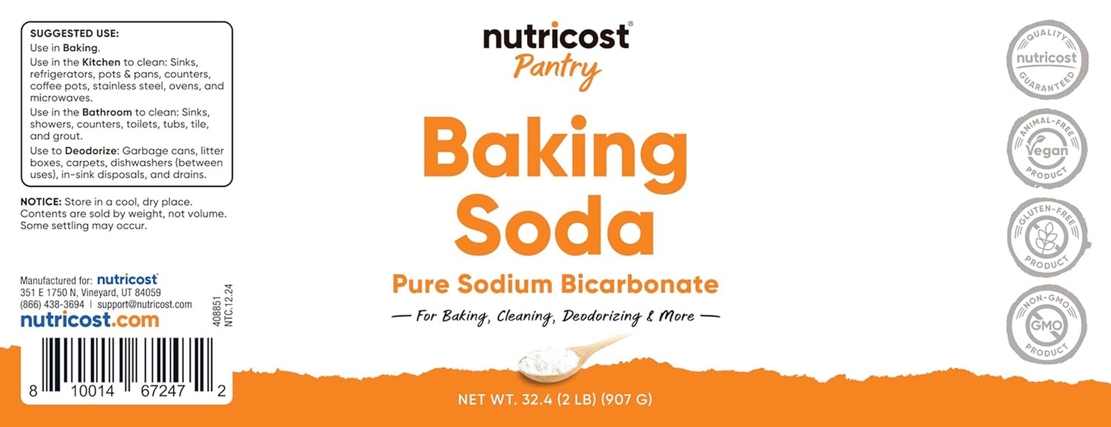 Baking Soda (2 LBS) - for Baking, Cleaning, Deodorizing, and More (Pa