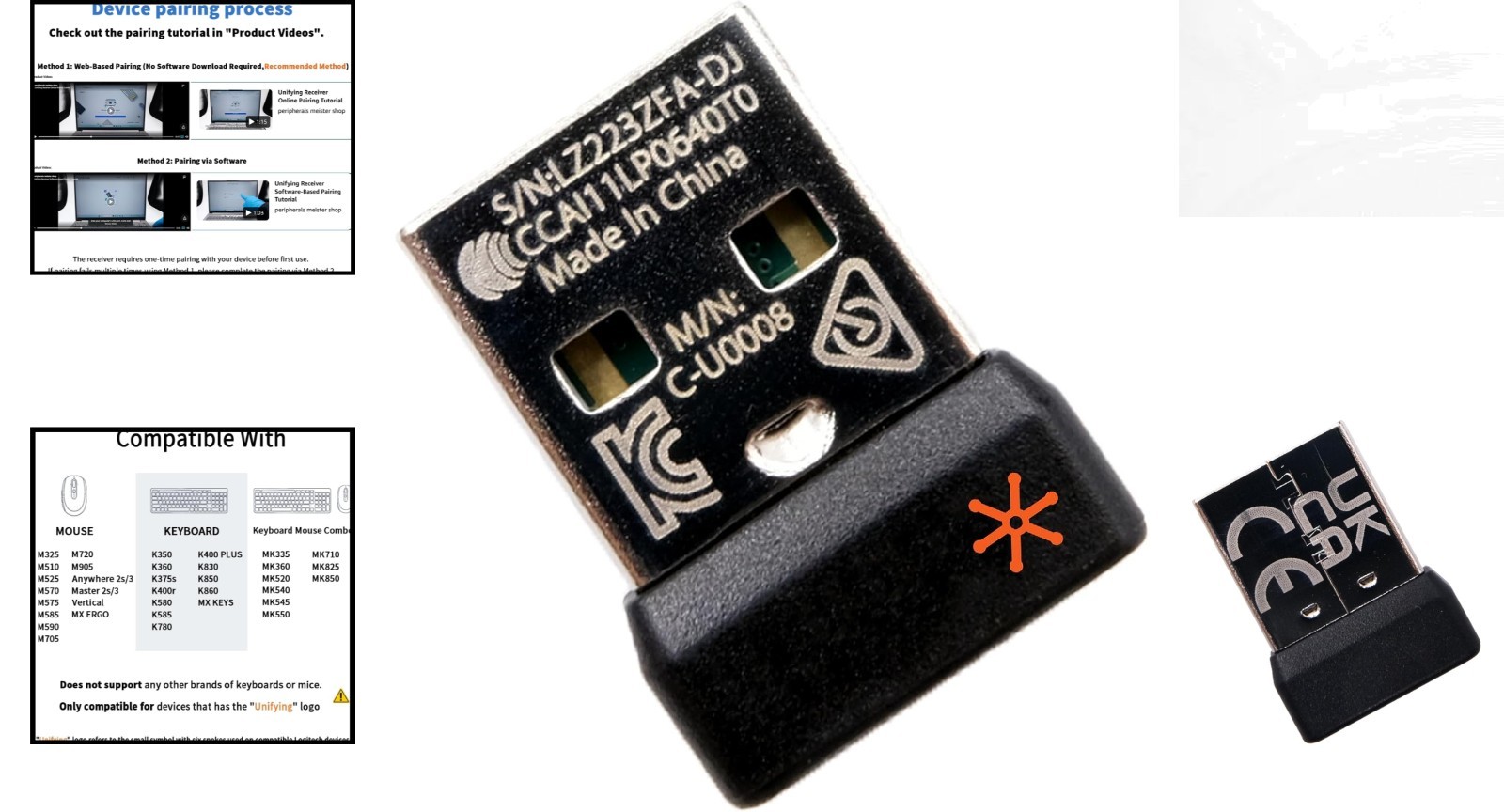 Lightweight USB Unifying Receiver for Logitech Devices - Hassle-Free Pairing