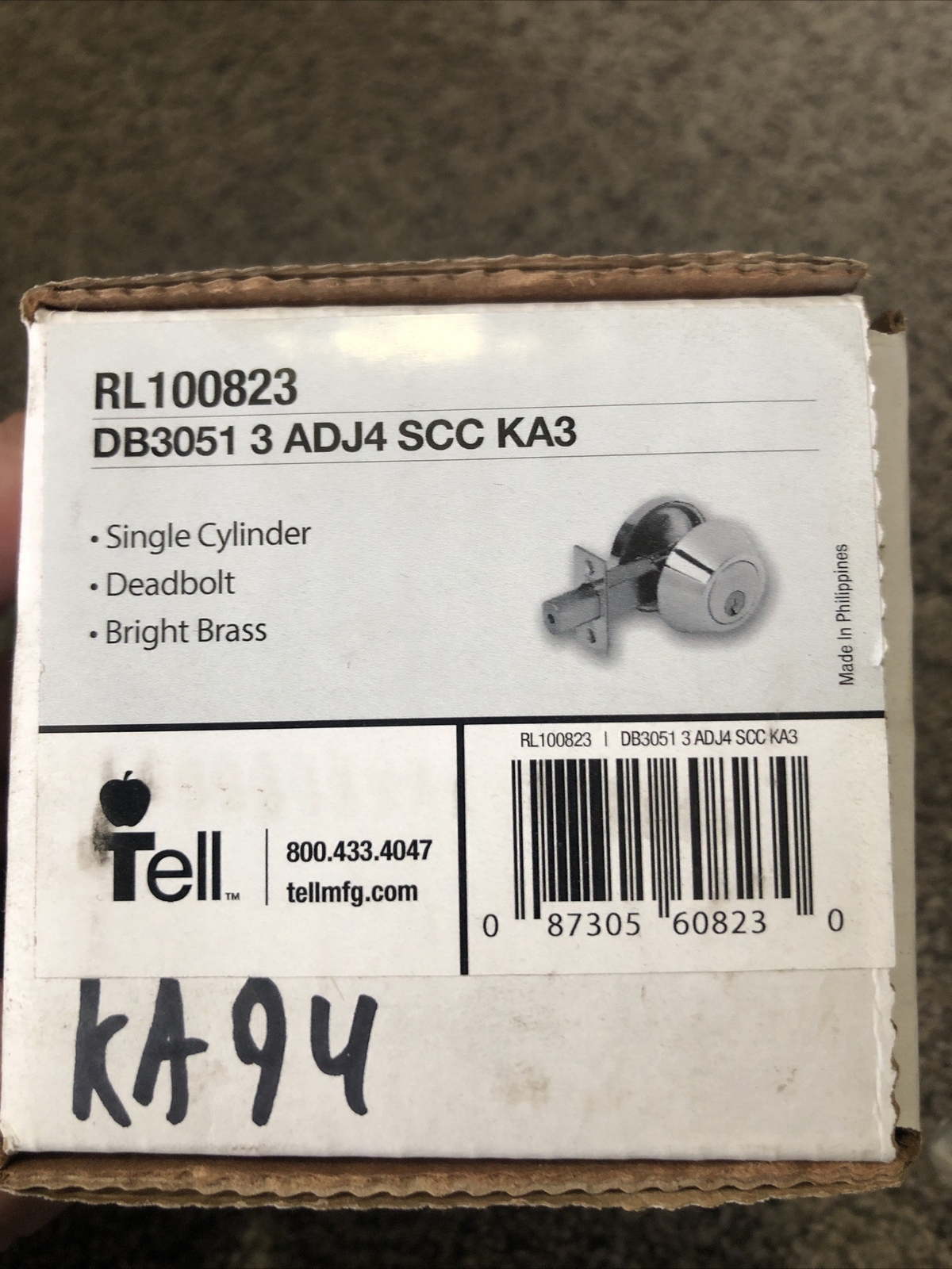 New Single Cylinder Deadblot - Tell- Bright Brass - RL100823