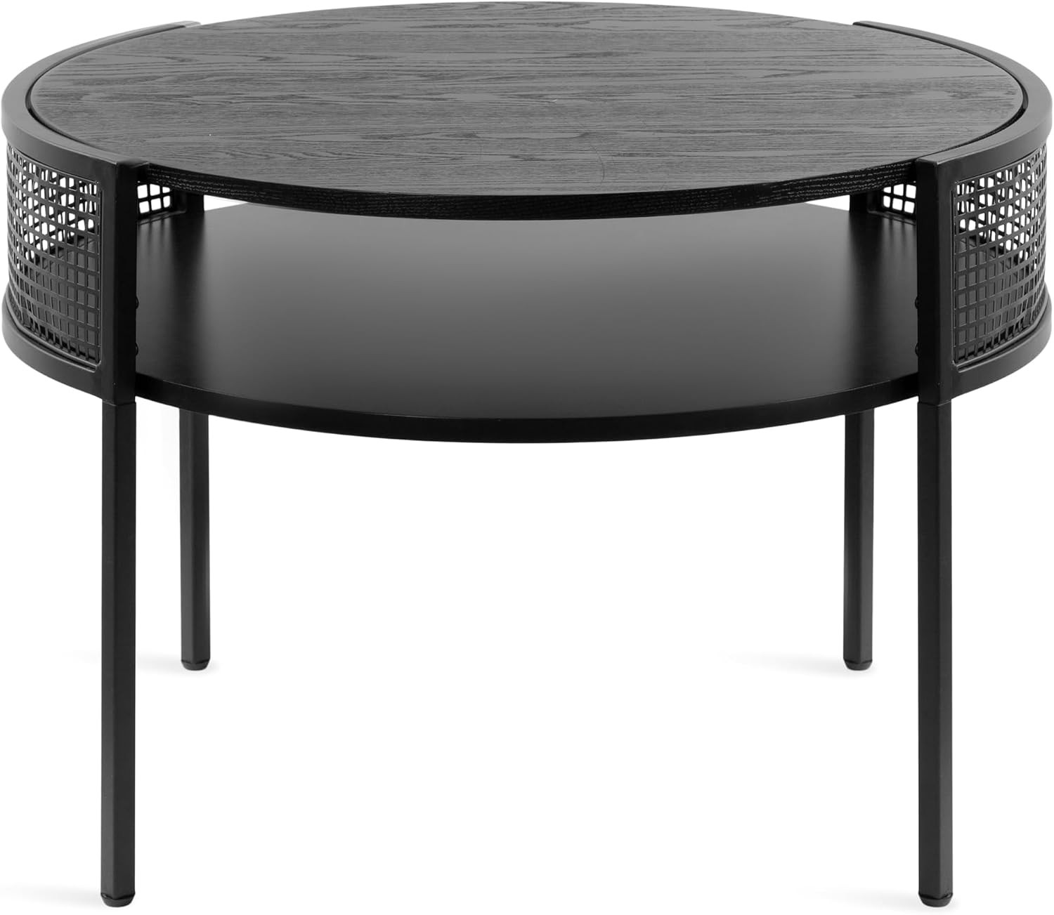 Urso Modern Tiered round Coffee Table, 26 X 25 X 18, Black, Transitional Two-Tie
