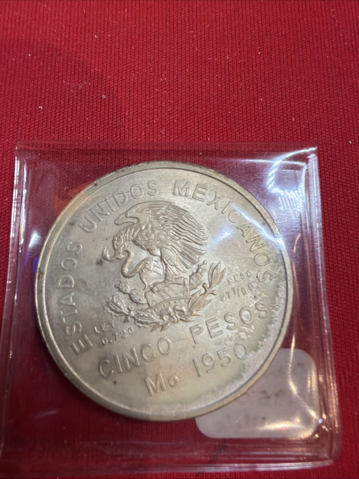 1950-Mo Mexico Southern Railroad 5 Pesos Great Silver Coin