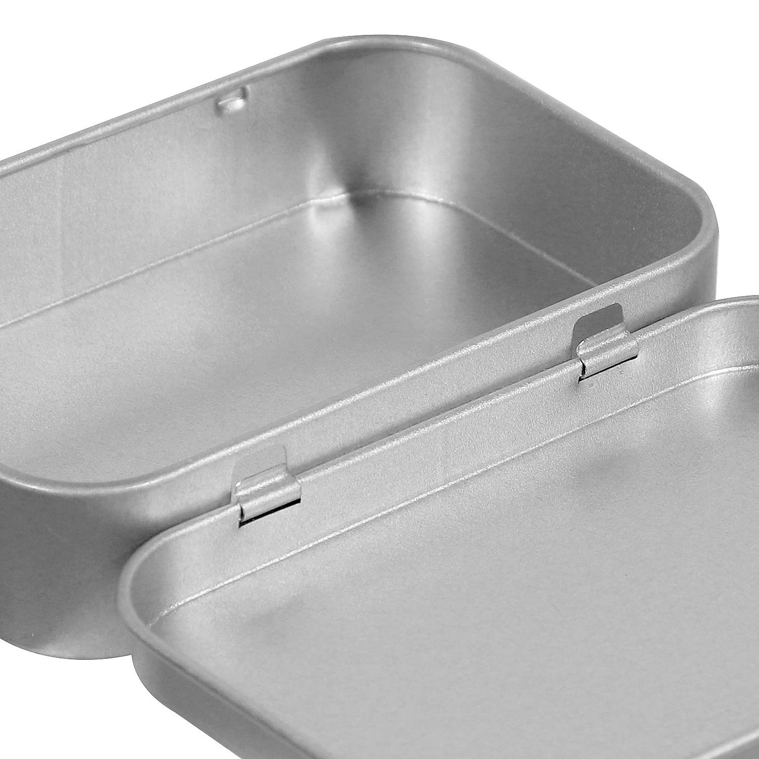 42 PCS Metal Rectangular Empty Hinged Tins 3.7x2.4x0.8 Inch Containers Silver