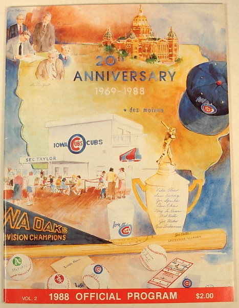 IOWA CHICAGO CUBS 1988 BASEBALL PROGRAM MARK GRACE