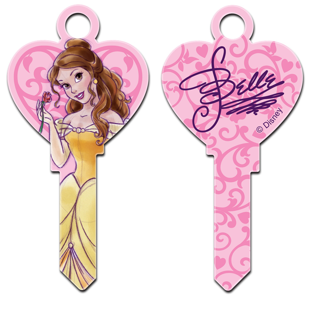 👸 DISNEY  BELLE  HEART SHAPE 👸 House Key Blank for Kwikset KW1 KW10 KW11
