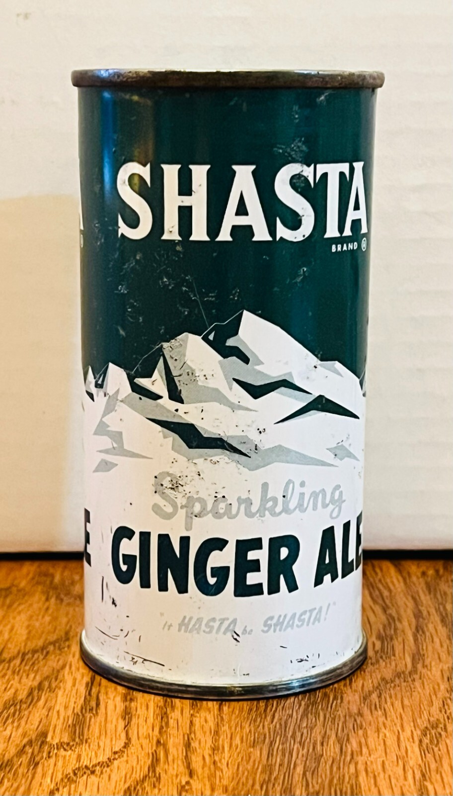*Tough Variation* 10 oz. Shasta Ginger Ale Flat Top Soda Can-Pre-Zip Code (1960)